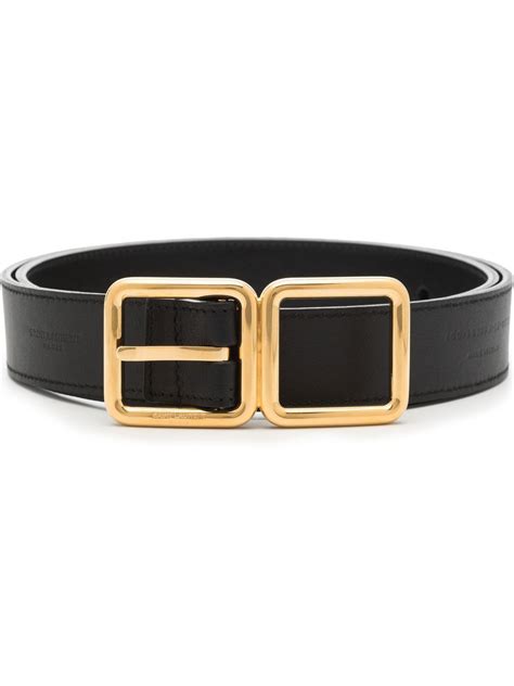 Saint Laurent YSL Center Buckle Leather Belt 